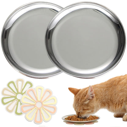 WhiskerEase™ Shallow Feeding Set — 2 Non-Slip Bowls & Mats