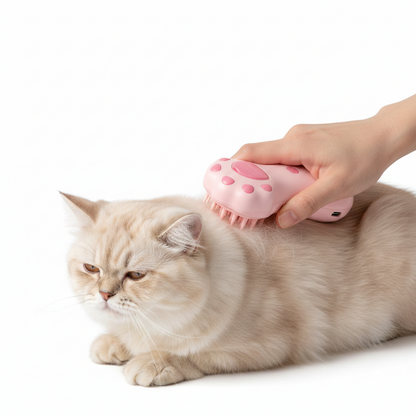 CalmiPurr™ Gentle Steam Grooming Brush