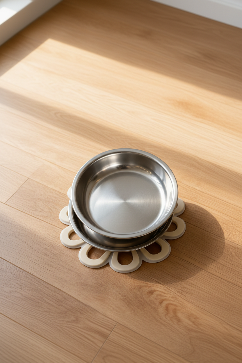 WhiskerEase™ Shallow Feeding Set — 2 Non-Slip Bowls & Mats